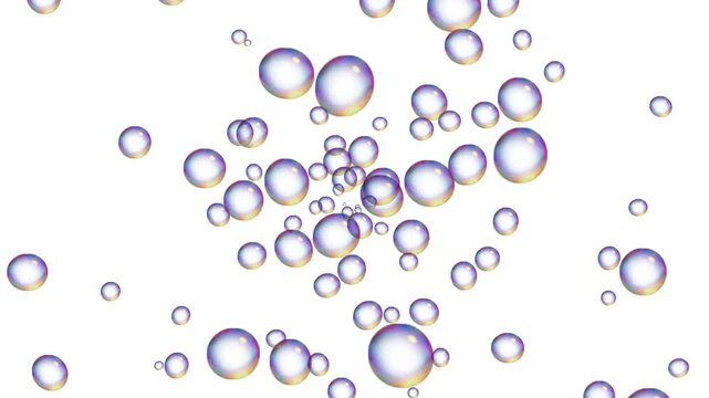 Animation of Oxygen molecules floating in the bloodstream with Erythrocytes. Bubble's bright white color background.