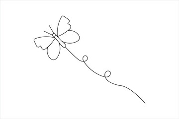 Minimalist butterfly line art simple vector outline vector illustration design