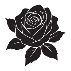 Elegant black and white rose vector art illustration