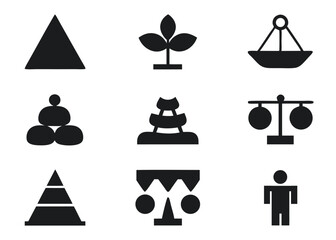 Geometric shapes abstract icons balance wellness spa meditation symbol set art
