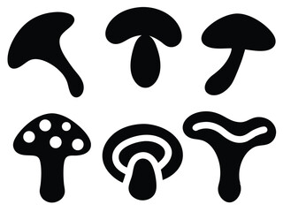 Mushroom vector set black and white illustration fungi edible forest nature icon
