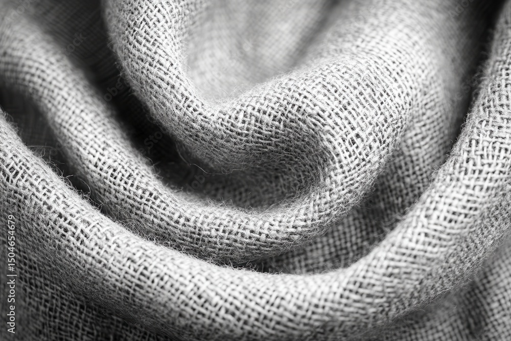 Poster Flowing fabric creates an elegant interplay of black and white textures in a minimalist setting filled with soft light