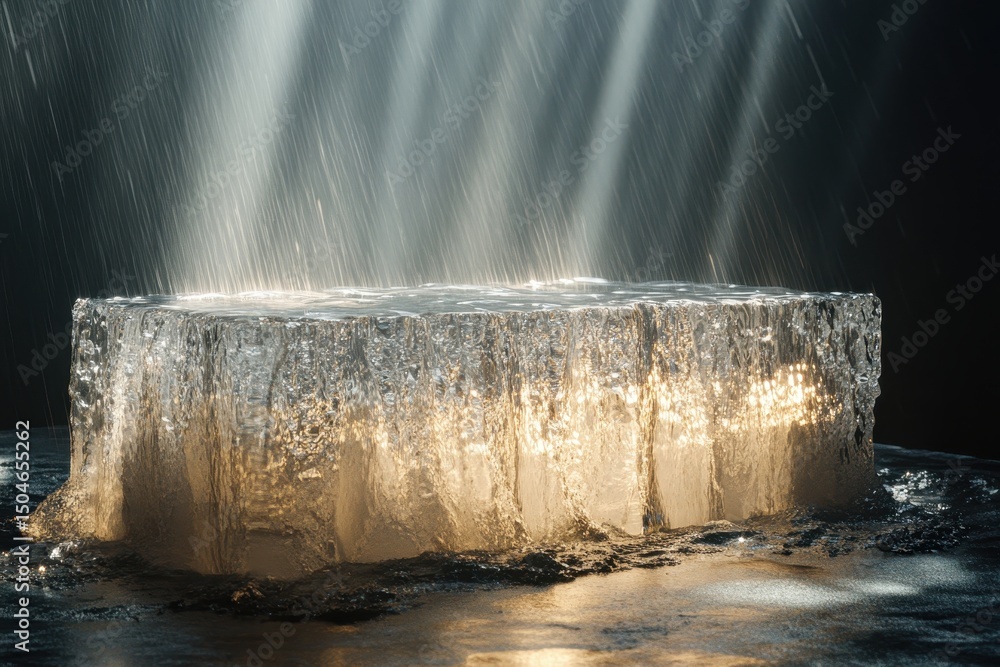 Poster golden light cascading in a mesmerizing display against a dark backdrop, creating an enchanting atmo