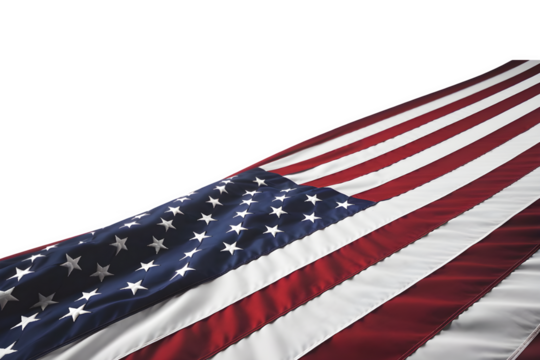 American flag draped corner isolated on transparent background