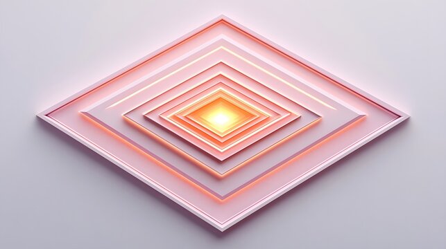Abstract Pink Geometric Shapes Nested Squares Light Glow