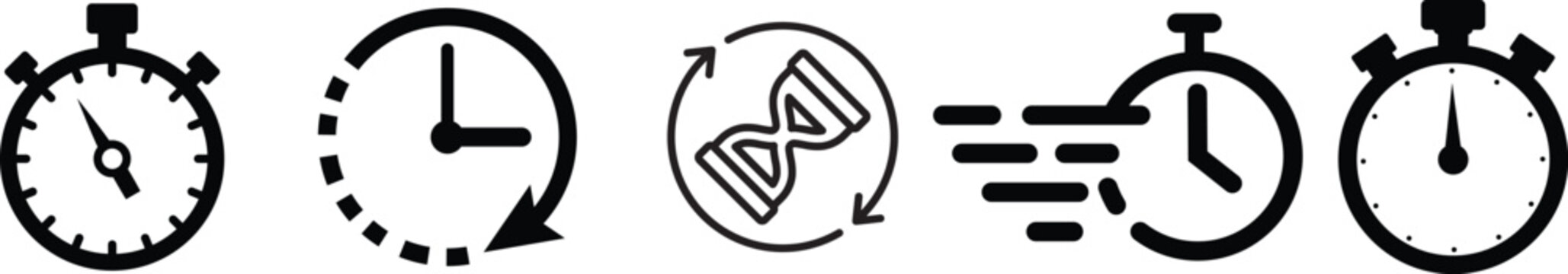 Timers icon set. Stopwatch symbol. countdown Timer vector