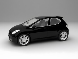 Fototapeta premium Sleek Black Hatchback Car Design 3D Model