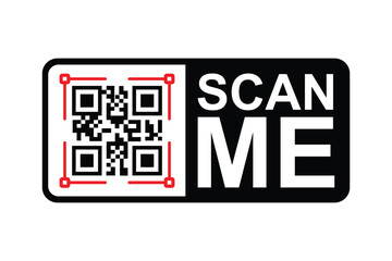 Modern minimalist stock image featuring a QR code and bold 'SCAN ME' text on a sleek black rectangle with rounded corners. Clean, sans-serif typography and high-contrast design