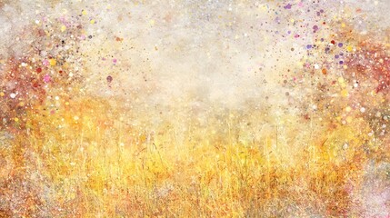Autumn Grass Field with Golden Hues and Sparkling Texture
