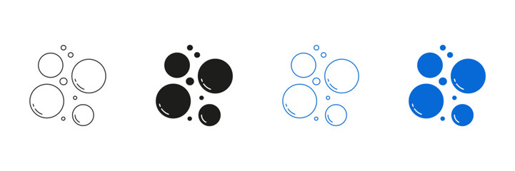 Bubble Design And Clean Theme Line And Solid Icon Set. Soap, Sparkling, And Freshness Symbol Collection. Isolated Vector Illustration