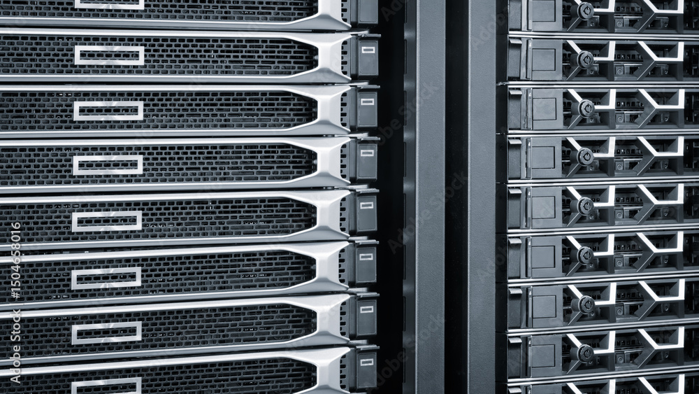 Poster server racks for big data and internet communications