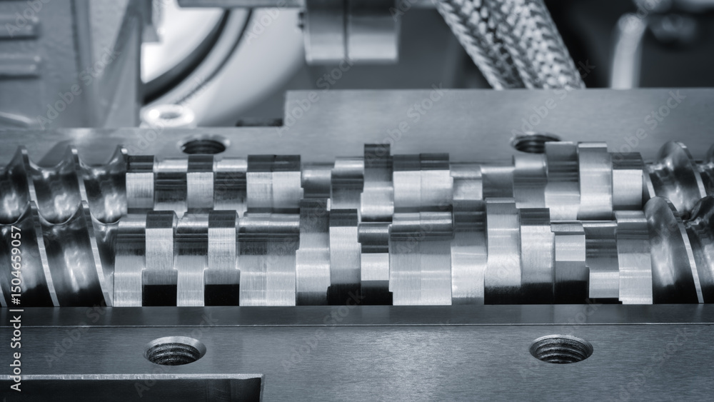 Aufkleber metal spiral shafts are part of a machine or tool. concept of precision and engineering.