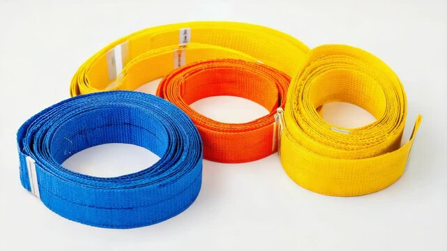 Multicolored nylon ropes for outdoor activities.