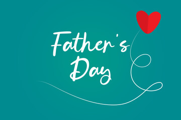 Happy Father's Day Greeting Card simple fat design with 3D paper effect heart – Vector Illustration.
