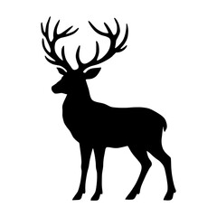Fototapeta premium Deer Silhouette with Antlers on Light Background – Wildlife Icon