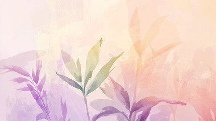 Pastel watercolor painting of tropical foliage, soft focus, dreamy aesthetic