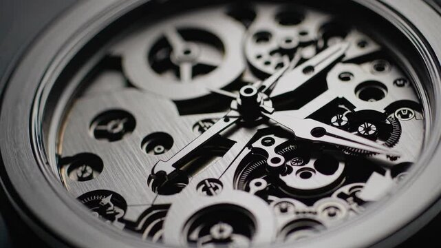 Luxury skeleton watch with visible gears and mechanical movement in close-up

