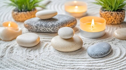 Obraz premium Zen Garden Stones Candles Relaxation Spa Serenity Peace