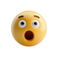 Shocked and surprised emoji face, white background, png, transparent