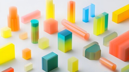 Abstract Colorful Geometric Shapes 3D Render