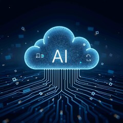 Create a concept image of AI integration in business decision-making..Visualize a cloud computing