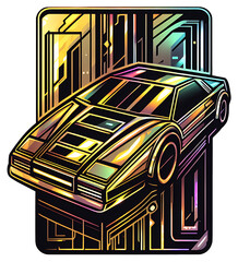 retro gold car illustration
