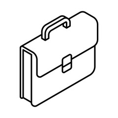 Business briefcase with handle for documents. Isometric vector icon. Editable stroke.