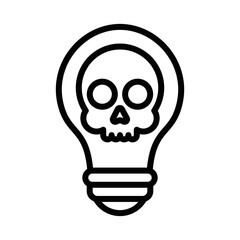Skull light bulb danger vector illustration. Editable stroke.