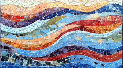 Abstract Colorful Mosaic Waves Art Pattern
