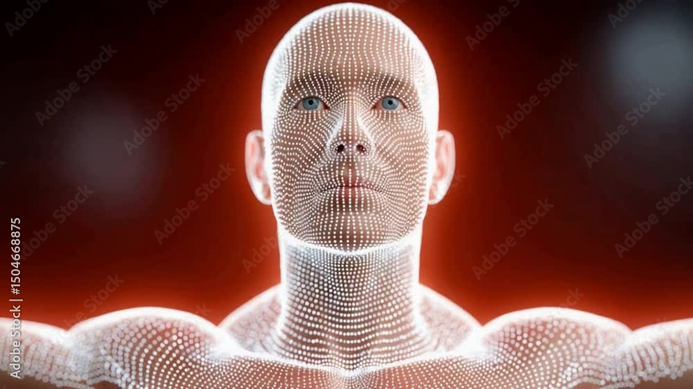 Aufkleber digital human: a striking visual representation of a human figure composed of interconnected digital