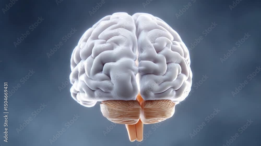 Poster the human brain: an intricate 3d render of a human brain, rendered with attention to anatomical deta