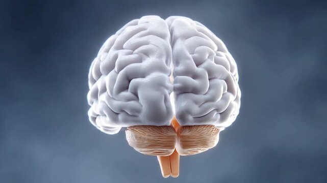 The Human Brain: An intricate 3D render of a human brain, rendered with attention to anatomical detail, set against a gradient backdrop, reflecting the complex nature of human cognition and thought.