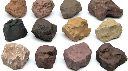 Twelve Irregular Rocks Brown Tones Color Palette