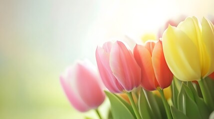 Pastel Pink Yellow Tulips Spring Flowers Bouquet