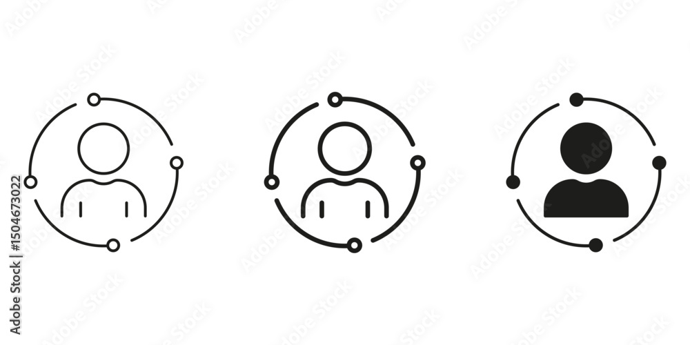 Poster user profile with network line and solid icon set. social connection, networking, community engageme