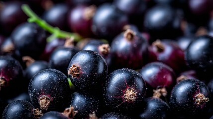 Ripe blackcurrant on supermarket fruit stand