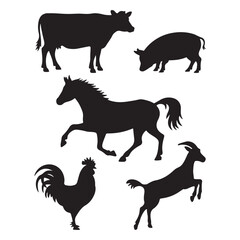 farm animals collection vector on white 