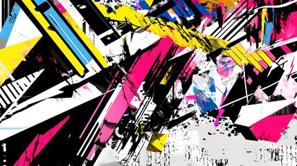Abstract Geometric Graffiti Art Urban Style Bold Colors