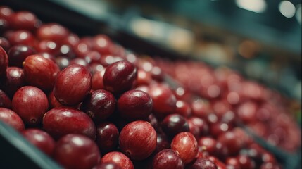 Cranberry featured in supermarket fruit stand