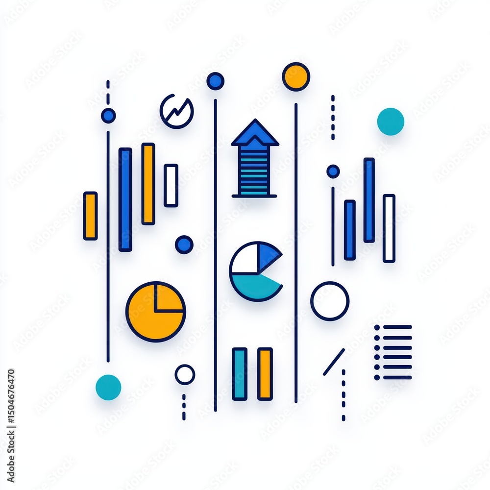 Aufkleber abstract geometric shapes and charts representing data analysis and growth in modern business enviro