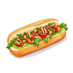 Banh Mi, cartoon vector illustration, flat 2D isometric style, white background.