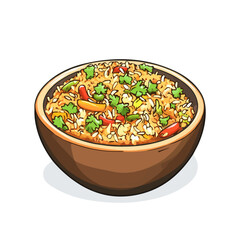 Biryani, cartoon vector illustration, flat 2D isometric style, white background.