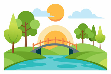 landscape with trees and river