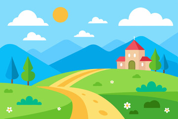 Obraz premium rural landscape with houses