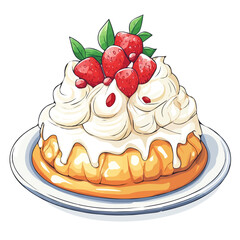 Baked Alaska, vector graphic, 2D flat isometric cartoon illustration on white background.
