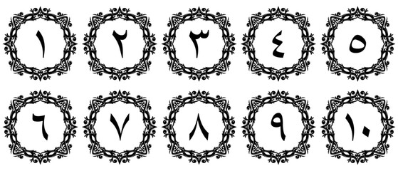Arabic numerals with premium border decoration. illustration vector. transparent background. free to use for your needs.	