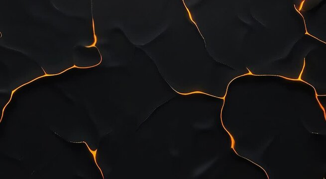 Dark surface cracked by glowing golden lines abstract marble kintsugi modern art