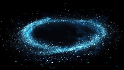 Mystical Glowing Ring of Light Particles on Black Background