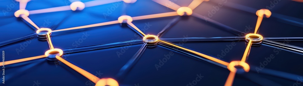 Poster abstract close-up of connected lines and nodes on a dark background with glowing highlights
