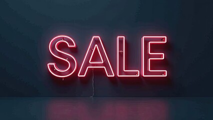 Neon sign displaying the word 'SALE' in bright pink letters. The background is dark, enhancing the glow of the sign. Ideal for advertising promotions or discounts.